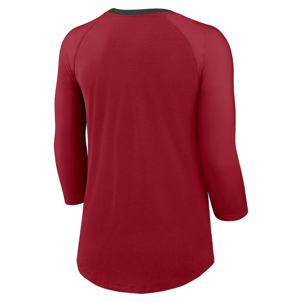 Arizona Cardinals Women's 3/4 Sleeve Raglan Fashion Top - Cardinal outlet