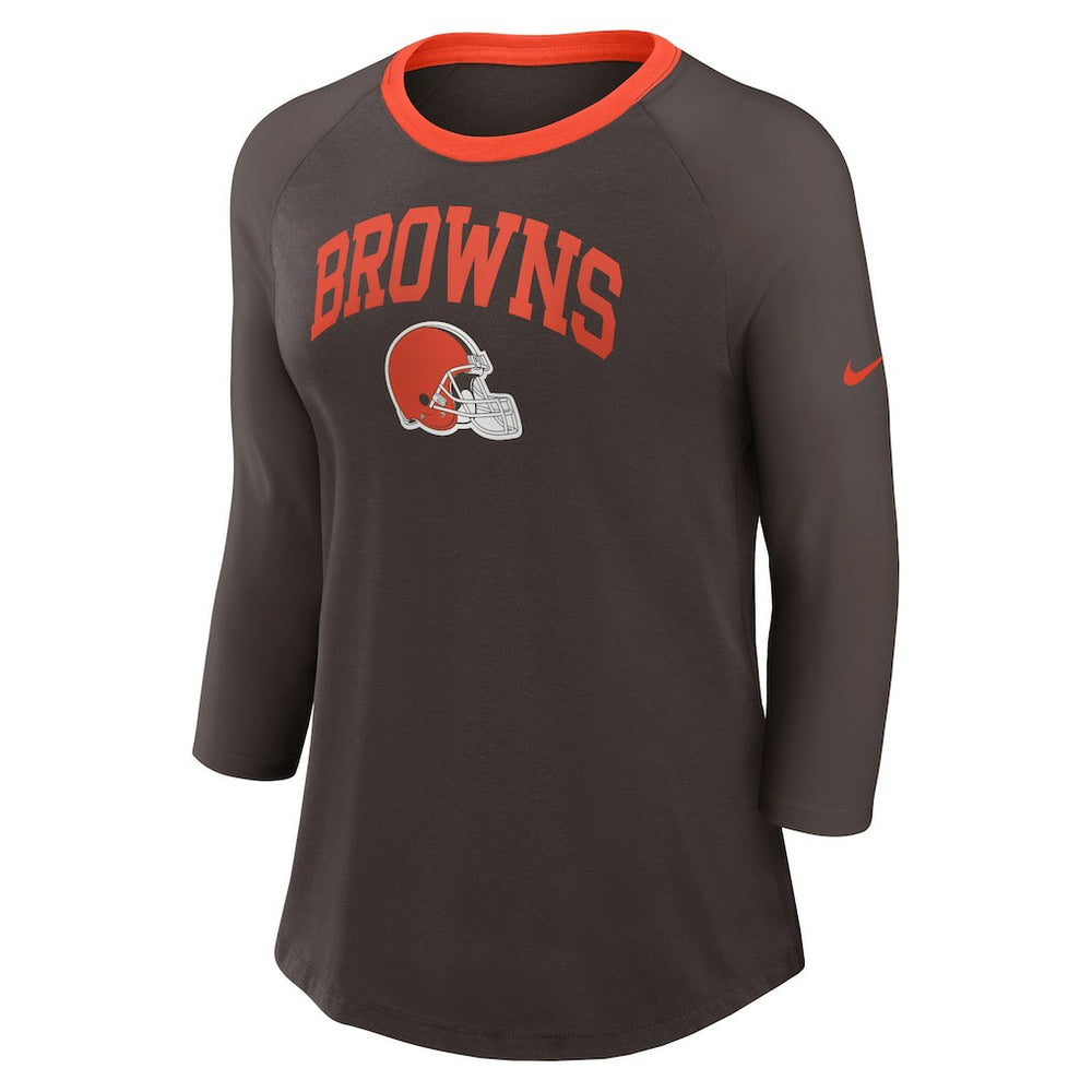 Cleveland Browns Women's 3/4 Sleeve Raglan Fashion Top - Brown cheap