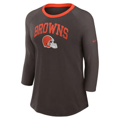 Cleveland Browns Women's 3/4 Sleeve Raglan Fashion Top - Brown cheap