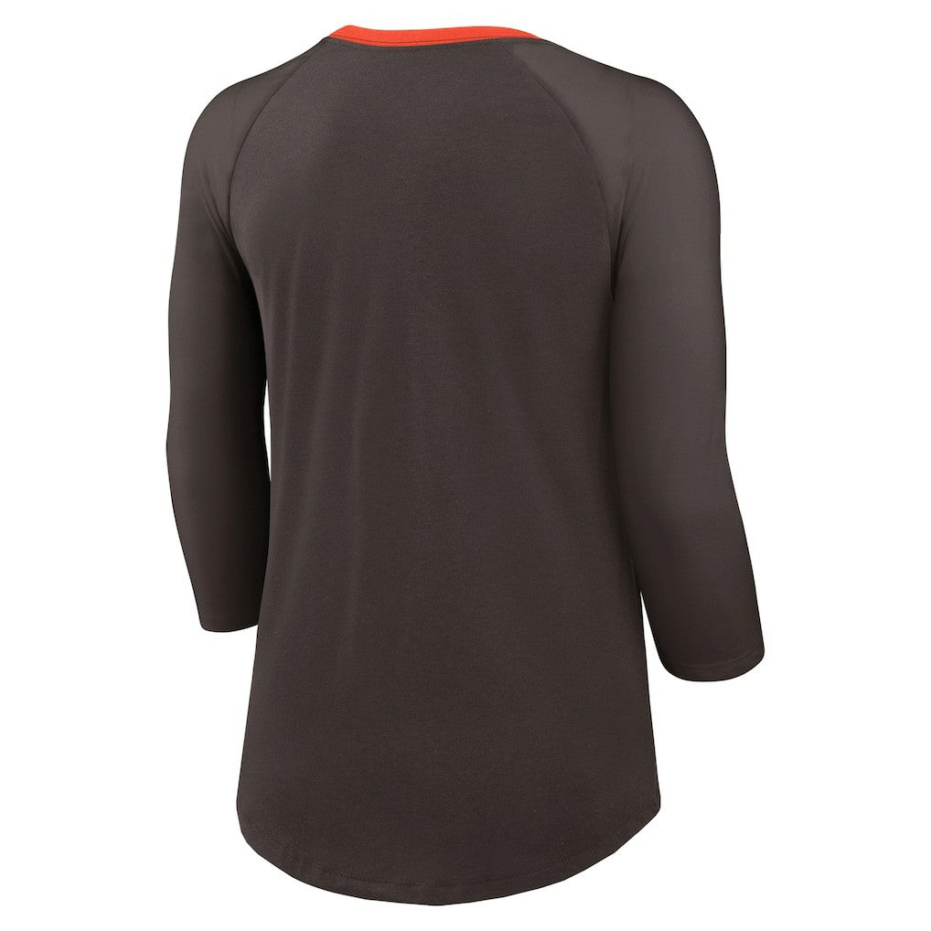 Cleveland Browns Women's 3/4 Sleeve Raglan Fashion Top - Brown cheap