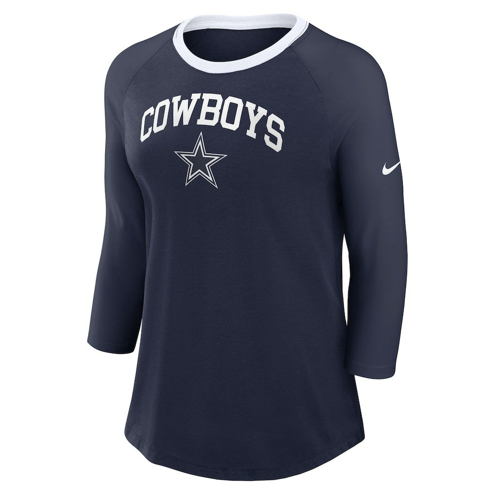 Dallas Cowboys Women's 3/4 Sleeve Raglan Fashion Top - Navy cheap