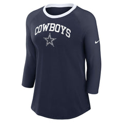 Dallas Cowboys Women's 3/4 Sleeve Raglan Fashion Top - Navy cheap