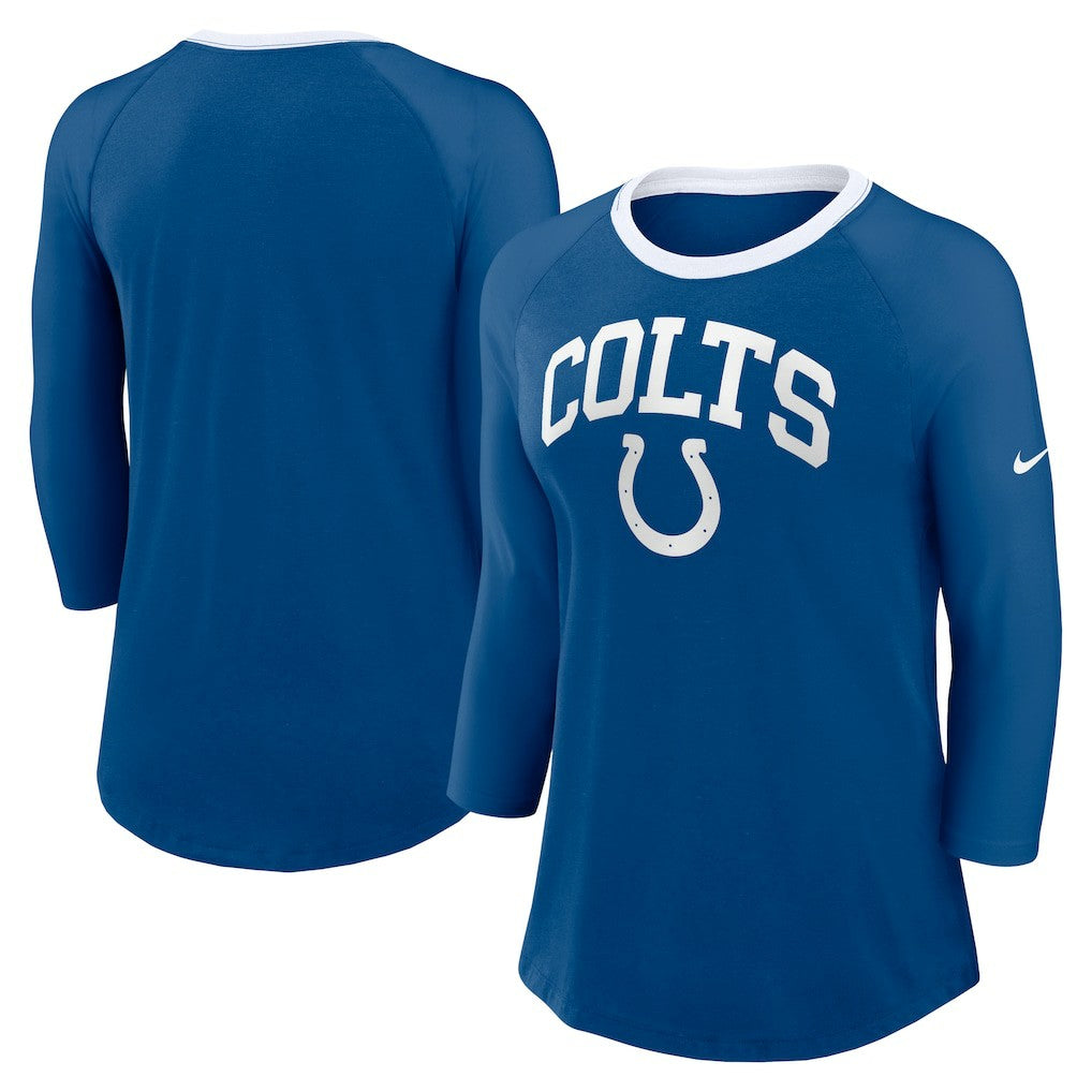 Indianapolis Colts Women's 3/4 Sleeve Raglan Fashion Top - Royal cheap