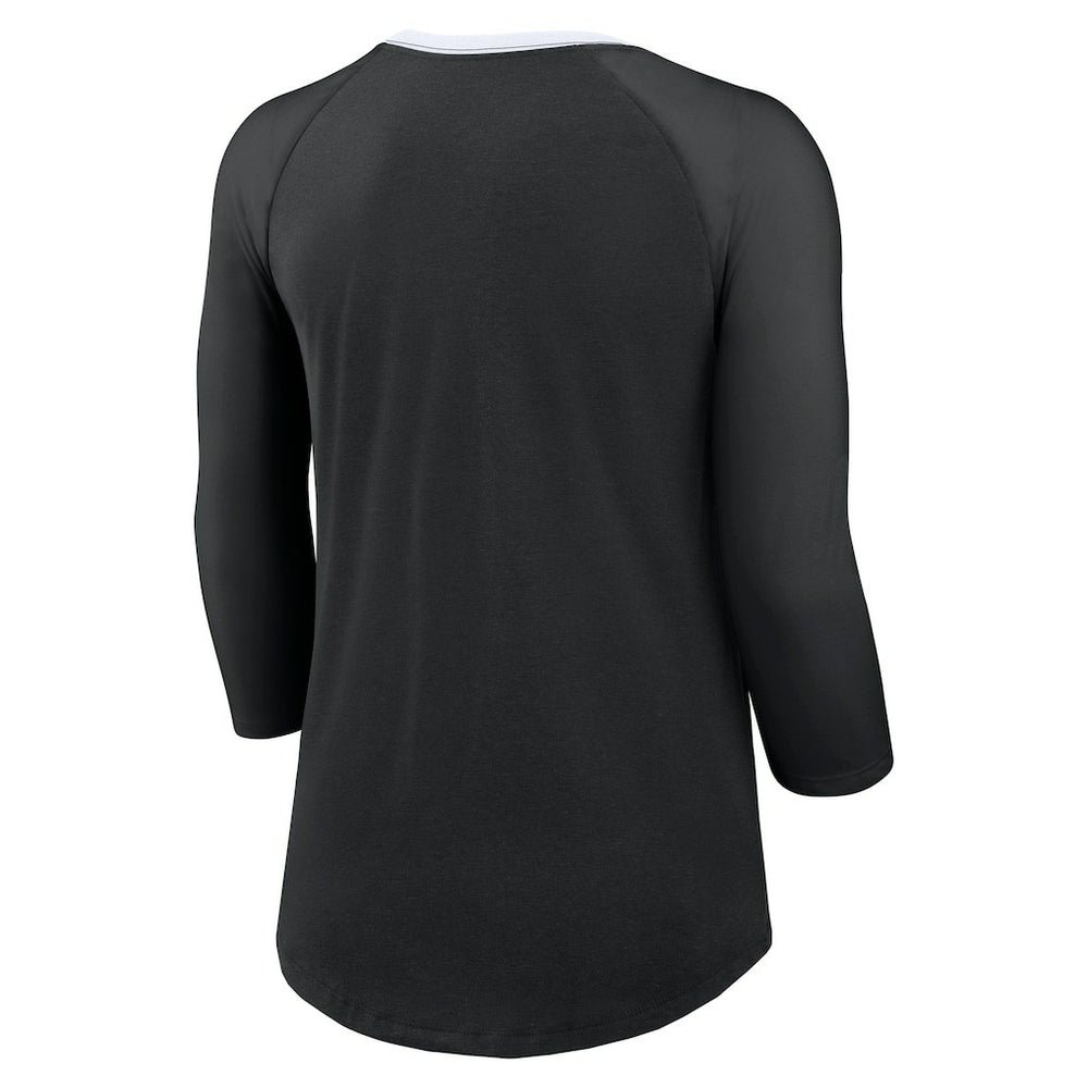 New Orleans Saints Women's 3/4 Sleeve Raglan Fashion Top - Black on sale