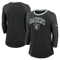 Las Vegas Raiders Women's 3/4 Sleeve Raglan Fashion Top - Black sale