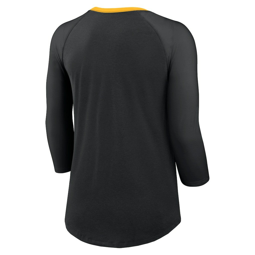 Pittsburgh Steelers Women's 3/4 Sleeve Raglan Fashion Top - Black for sale