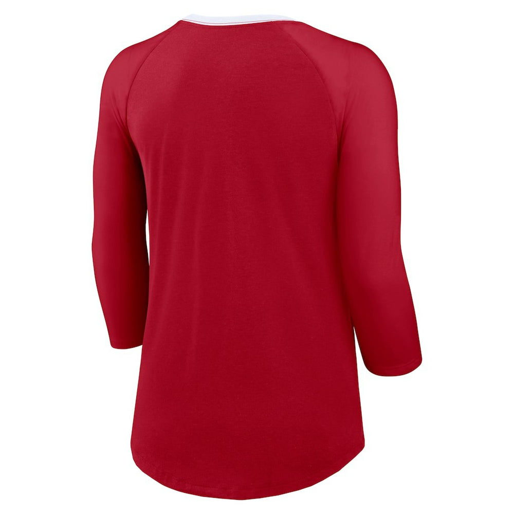 San Francisco 49ers Women's 3/4 Sleeve Raglan Fashion Top - Scarlet on sale