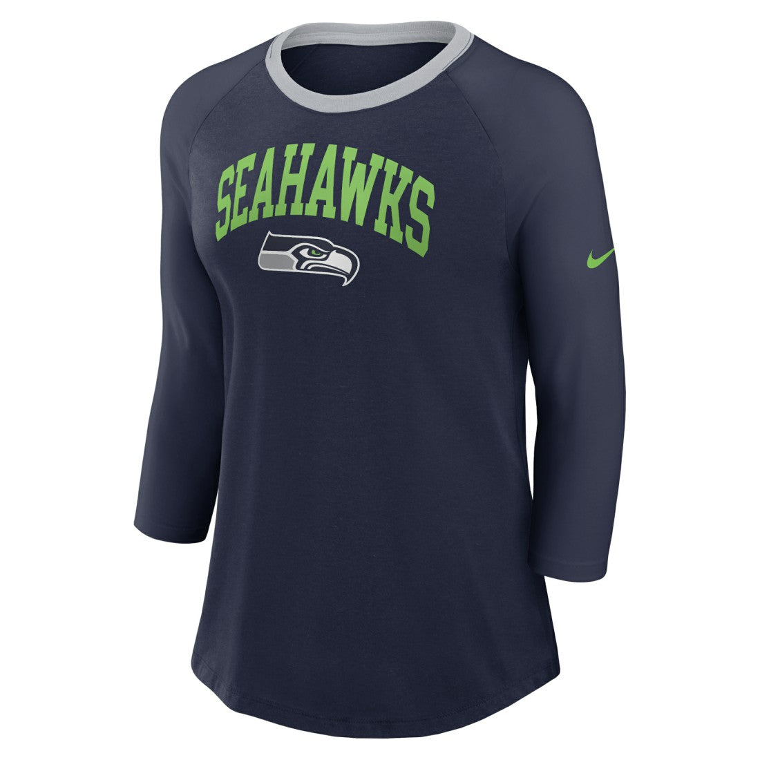 Seattle Seahawks Women's 3/4 Sleeve Raglan Fashion Top - Navy discount
