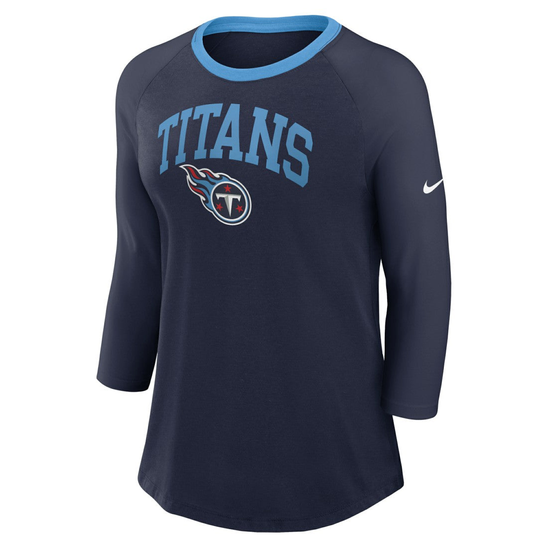 Tennessee Titans Women's 3/4 Sleeve Raglan Fashion Top - Navy discount