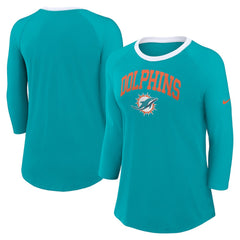 Miami Dolphins Women's 3/4 Sleeve Raglan Fashion Top - Aqua online
