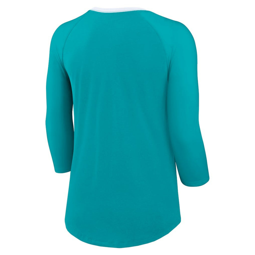 Miami Dolphins Women's 3/4 Sleeve Raglan Fashion Top - Aqua online