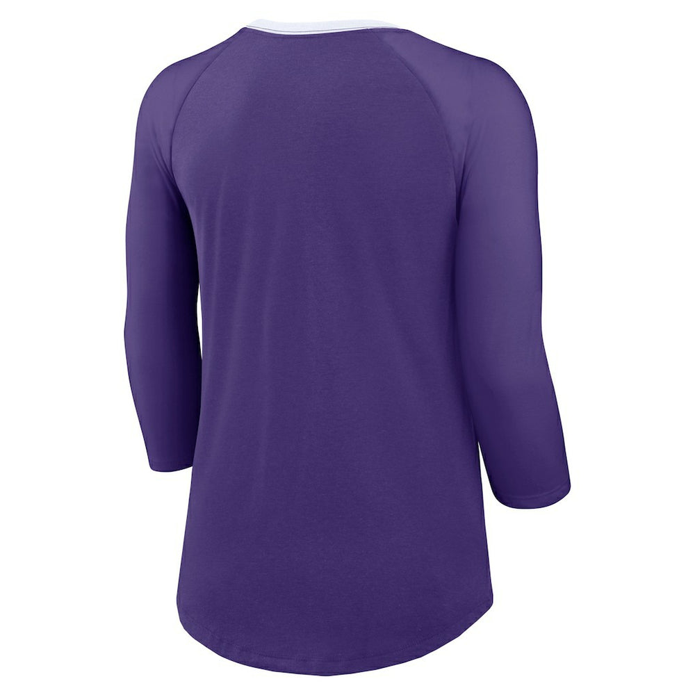 Minnesota Vikings Women's 3/4 Sleeve Raglan Fashion Top - Purple discount