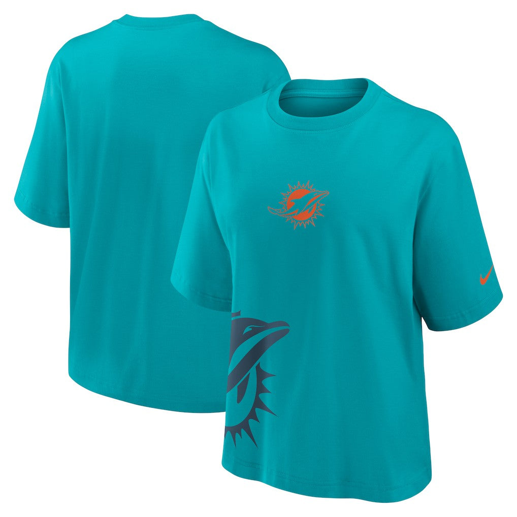 Miami Dolphins Women's Boxy T-Shirt - Aqua discount