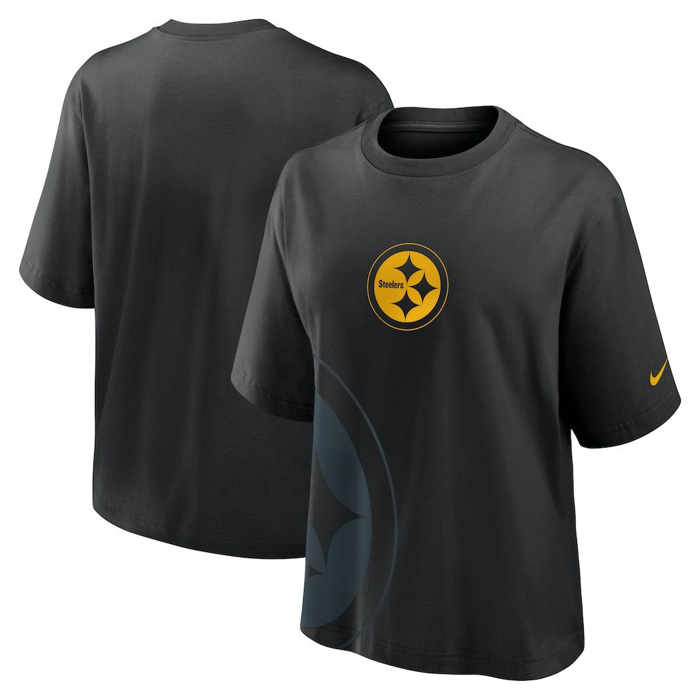 Pittsburgh Steelers Women's Boxy T-Shirt - Black outlet