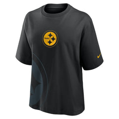 Pittsburgh Steelers Women's Boxy T-Shirt - Black outlet
