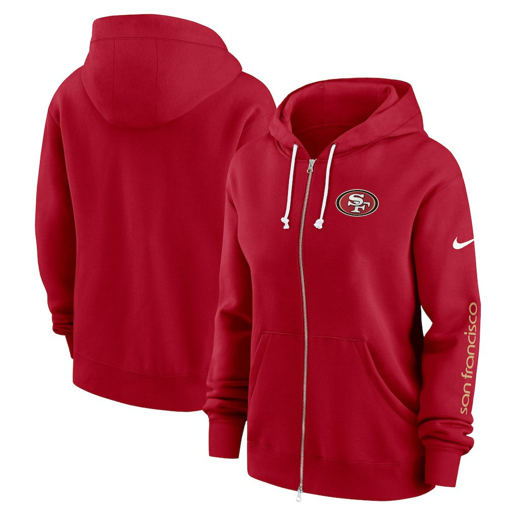San Francisco 49ers Women's Plus Size Phoenix Full-Zip Hoodie - Scarlet on sale