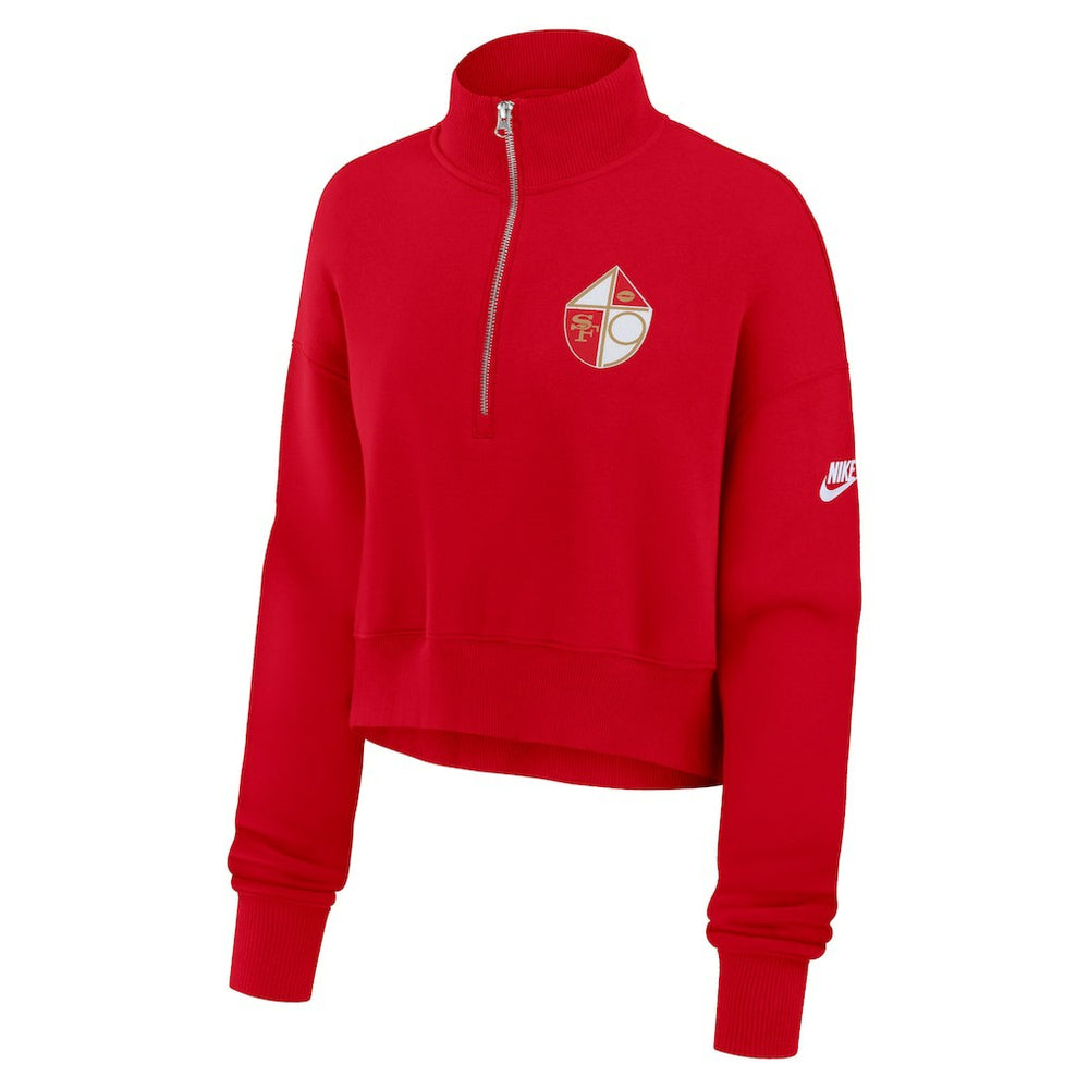 San Francisco 49ers Women's Rewind Phoenix Half-Zip Sweatshirt - Scarlet on sale