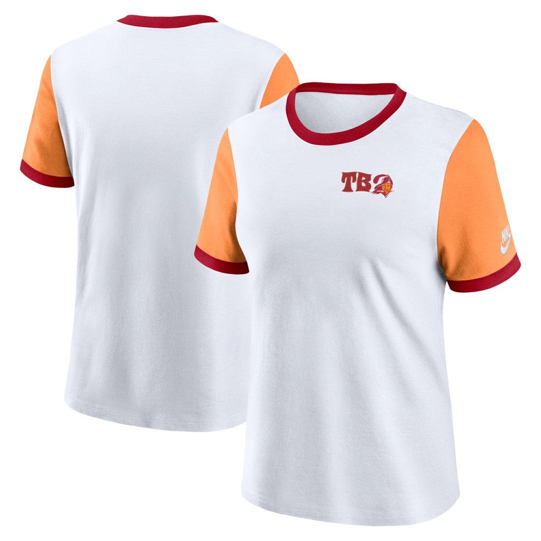 Tampa Bay Buccaneers Women's Rewind Ringer T-Shirt - White/Orange cheap