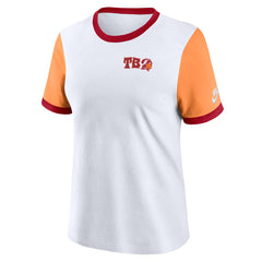 Tampa Bay Buccaneers Women's Rewind Ringer T-Shirt - White/Orange cheap