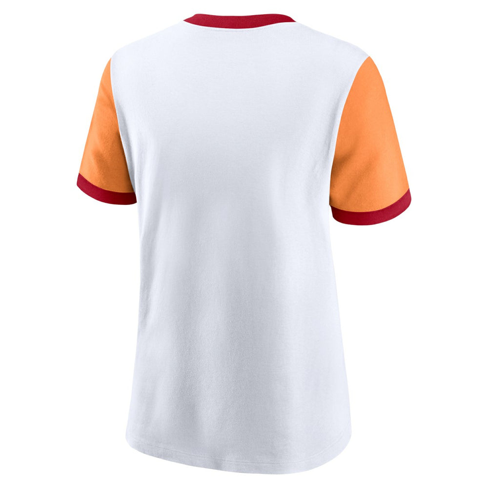 Tampa Bay Buccaneers Women's Rewind Ringer T-Shirt - White/Orange cheap