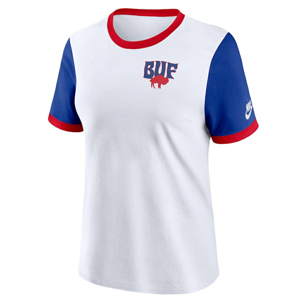 Buffalo Bills Women's Rewind Ringer T-Shirt - White/Royal online