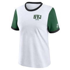 New York Jets Women's Rewind Ringer T-Shirt - White/Green outlet