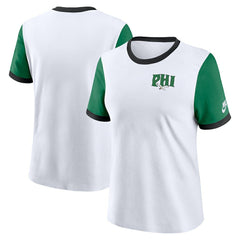 Philadelphia Eagles Women's Rewind Ringer T-Shirt - White/Kelly Green on sale