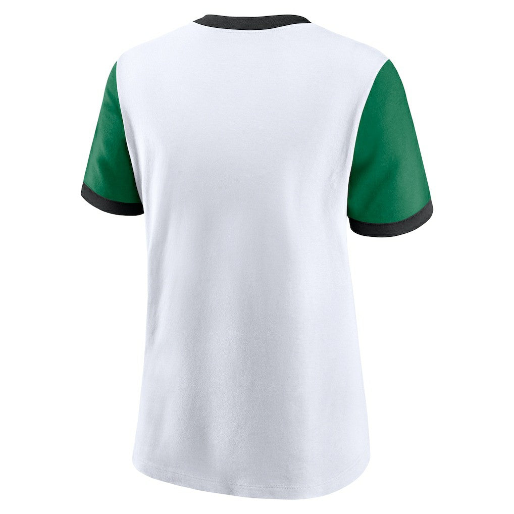 Philadelphia Eagles Women's Rewind Ringer T-Shirt - White/Kelly Green on sale
