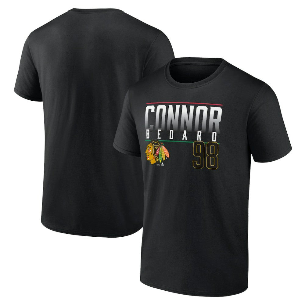 Connor Bedard Chicago Blackhawks Fanatics Name & Number T-Shirt - Black T-shirts