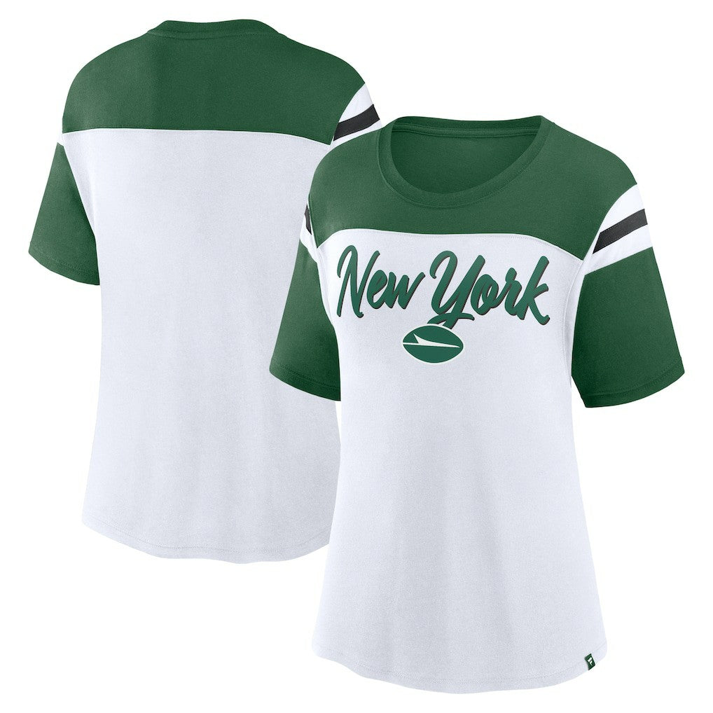 New York Jets Women's Cheer Chant Fashion Crop Top - White/Green cheap