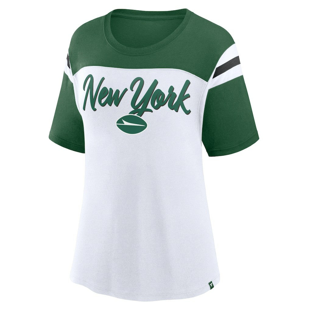 New York Jets Women's Cheer Chant Fashion Crop Top - White/Green cheap