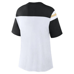 New Orleans Saints Women's Cheer Chant Fashion Crop Top - White/Black sale