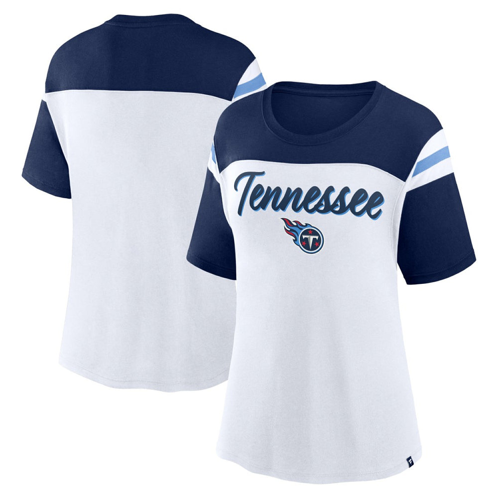 Tennessee Titans Women's Cheer Chant Fashion Crop Top - White/Navy cheap