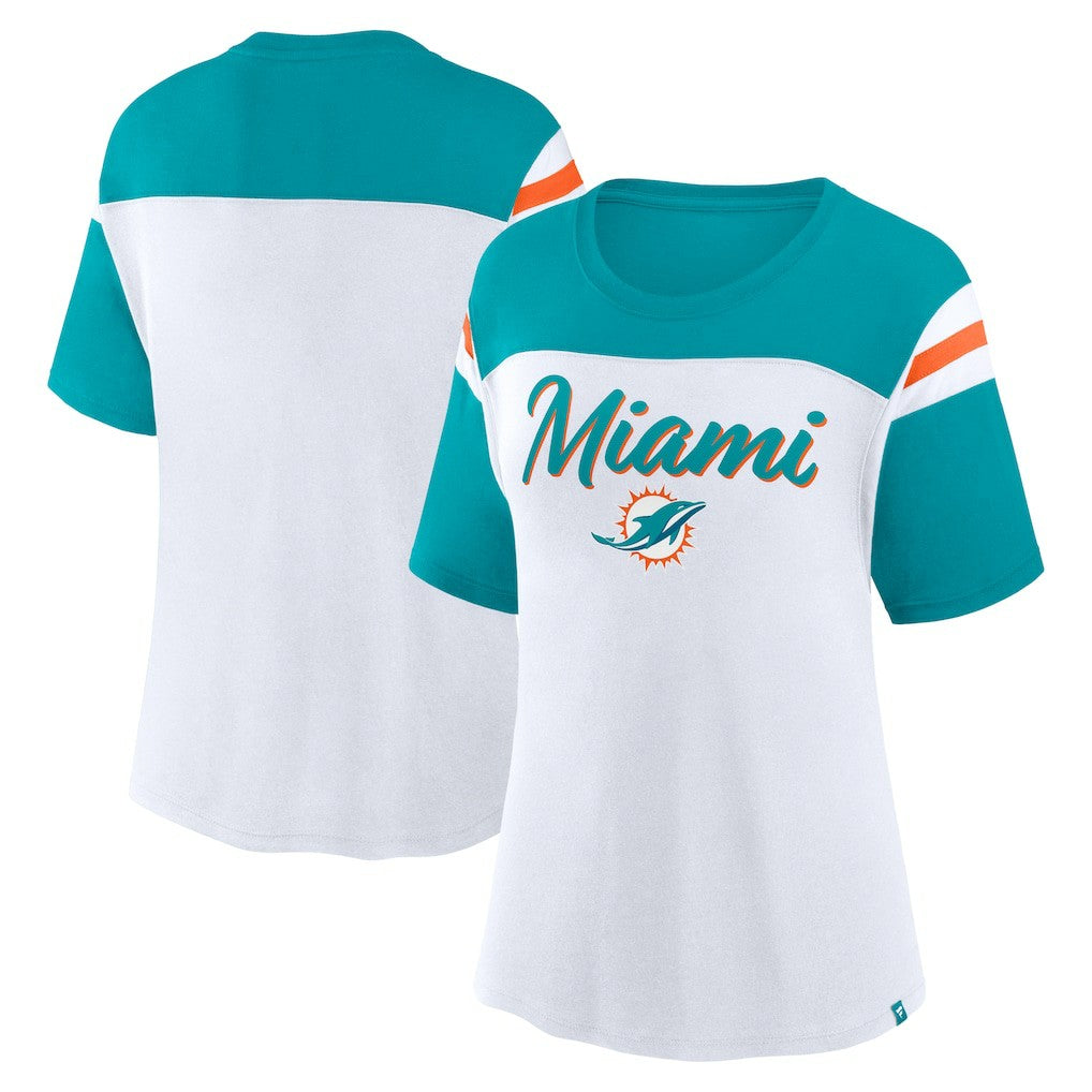 Miami Dolphins Women's Cheer Chant Fashion Crop Top - White/Aqua online