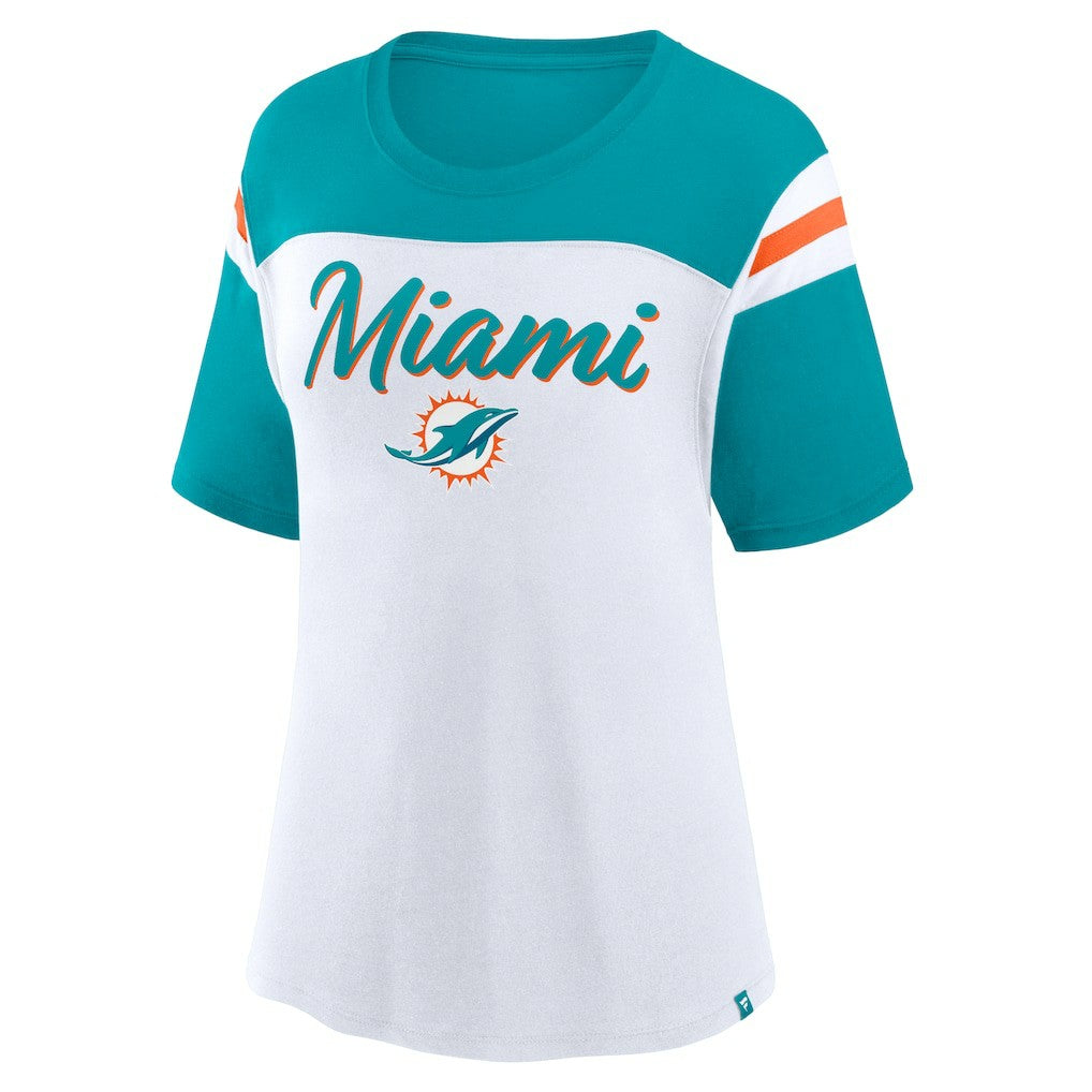 Miami Dolphins Women's Cheer Chant Fashion Crop Top - White/Aqua online