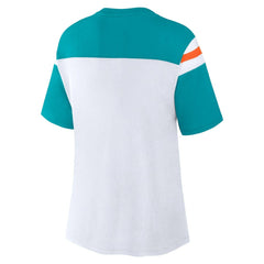 Miami Dolphins Women's Cheer Chant Fashion Crop Top - White/Aqua online