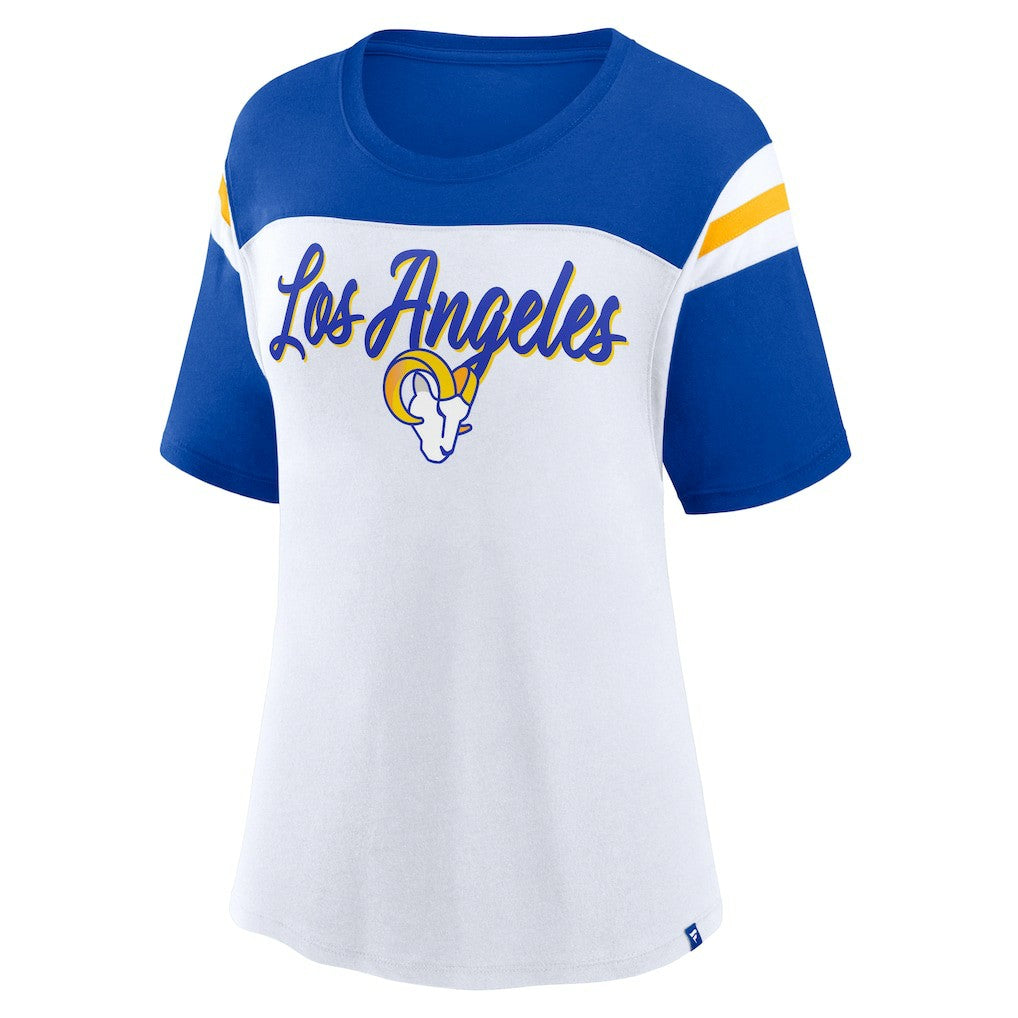 Los Angeles Rams Women's Cheer Chant Fashion Crop Top - White/Royal sale