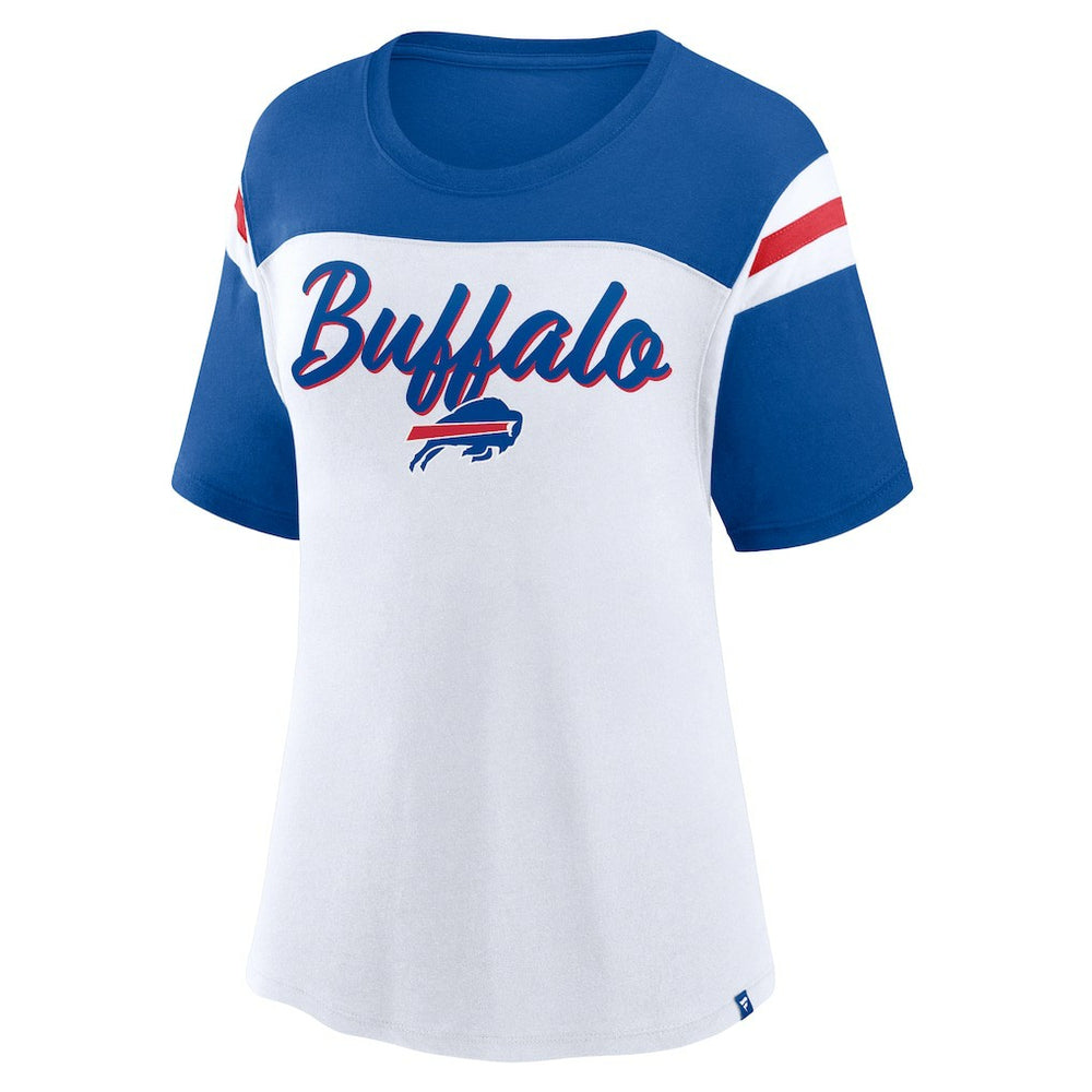 Buffalo Bills Women's Cheer Chant Fashion Crop Top - White/Royal on sale