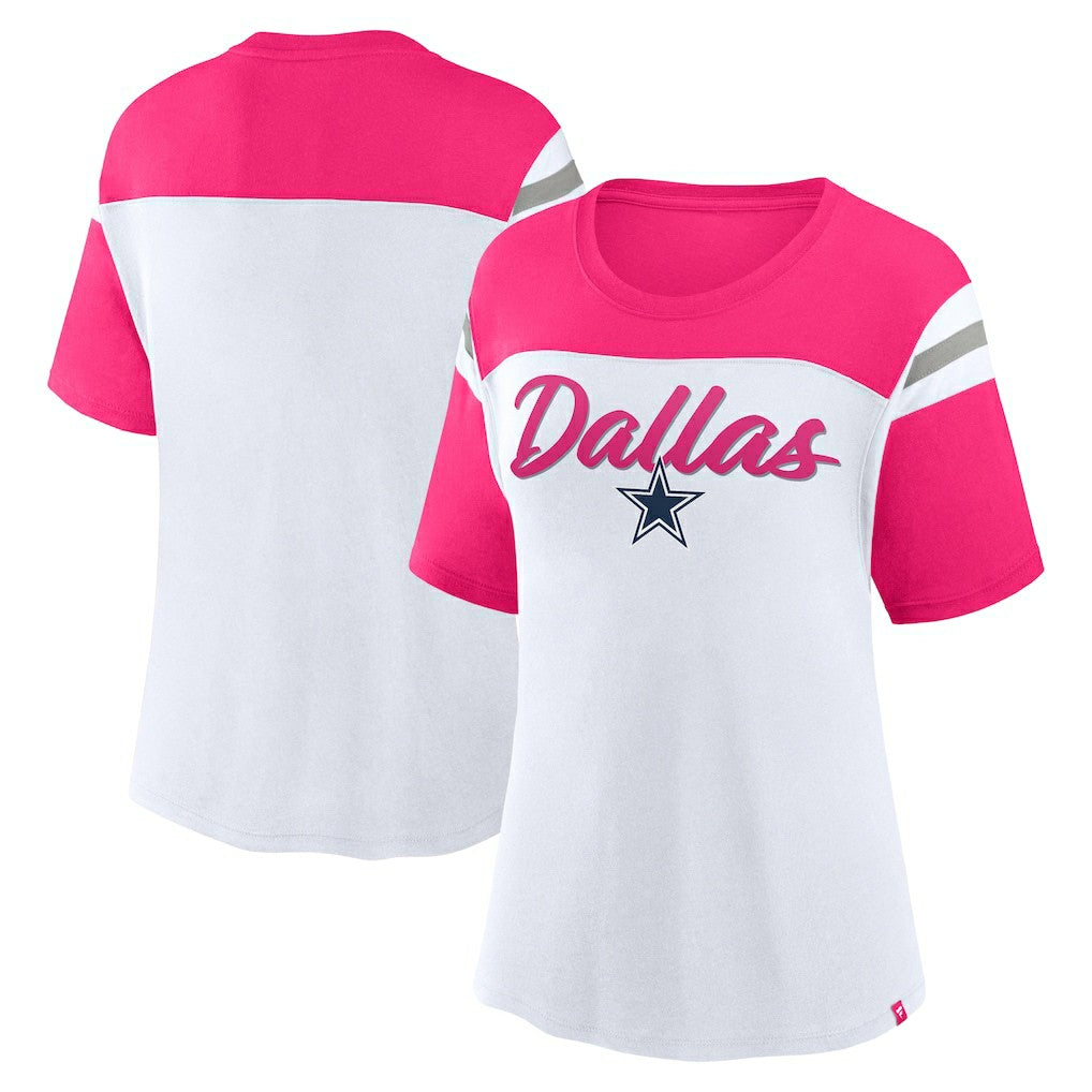 Dallas Cowboys Women's Cheer Chant Fashion Crop Top - White/Pink cheap