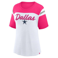 Dallas Cowboys Women's Cheer Chant Fashion Crop Top - White/Pink cheap