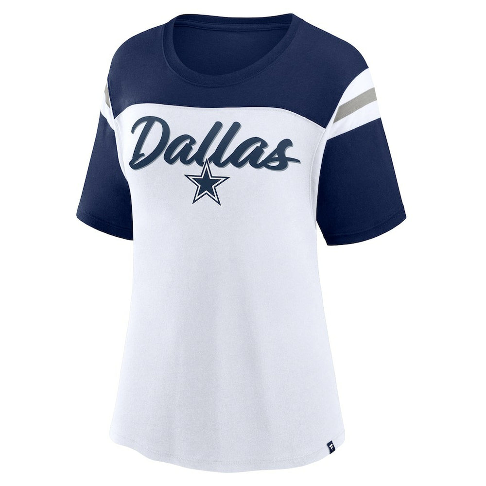 Dallas Cowboys Women's Cheer Chant Fashion Crop Top - White/Navy online