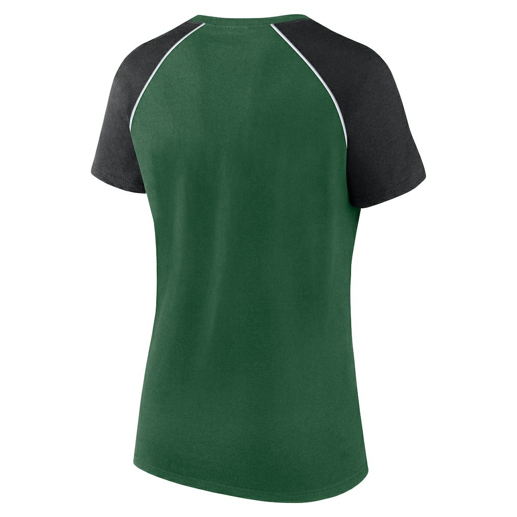 New York Jets Women's Glittered Primary Raglan T-Shirt - Green/Black discount