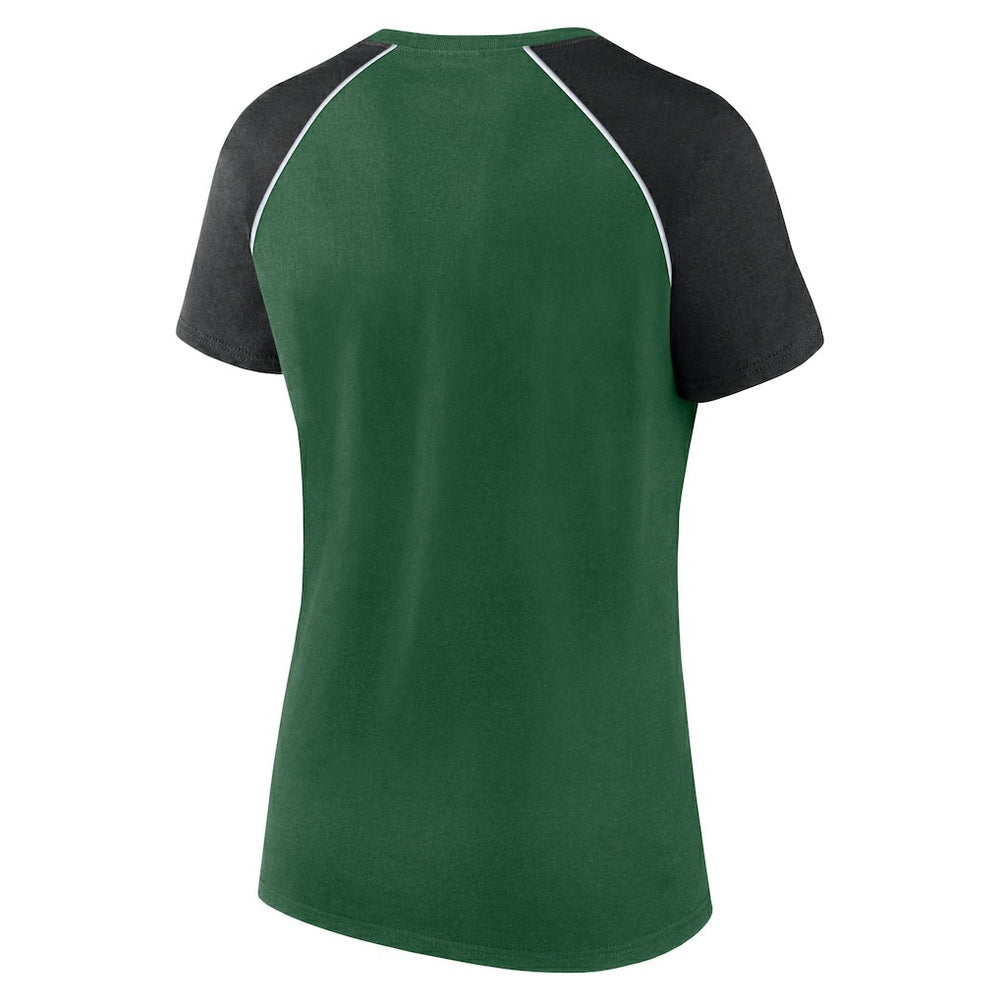 New York Jets Women's Glittered Primary Raglan T-Shirt - Green/Black discount