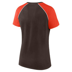 Cleveland Browns Women's Glittered Primary Raglan T-Shirt - Brown/Orange discount