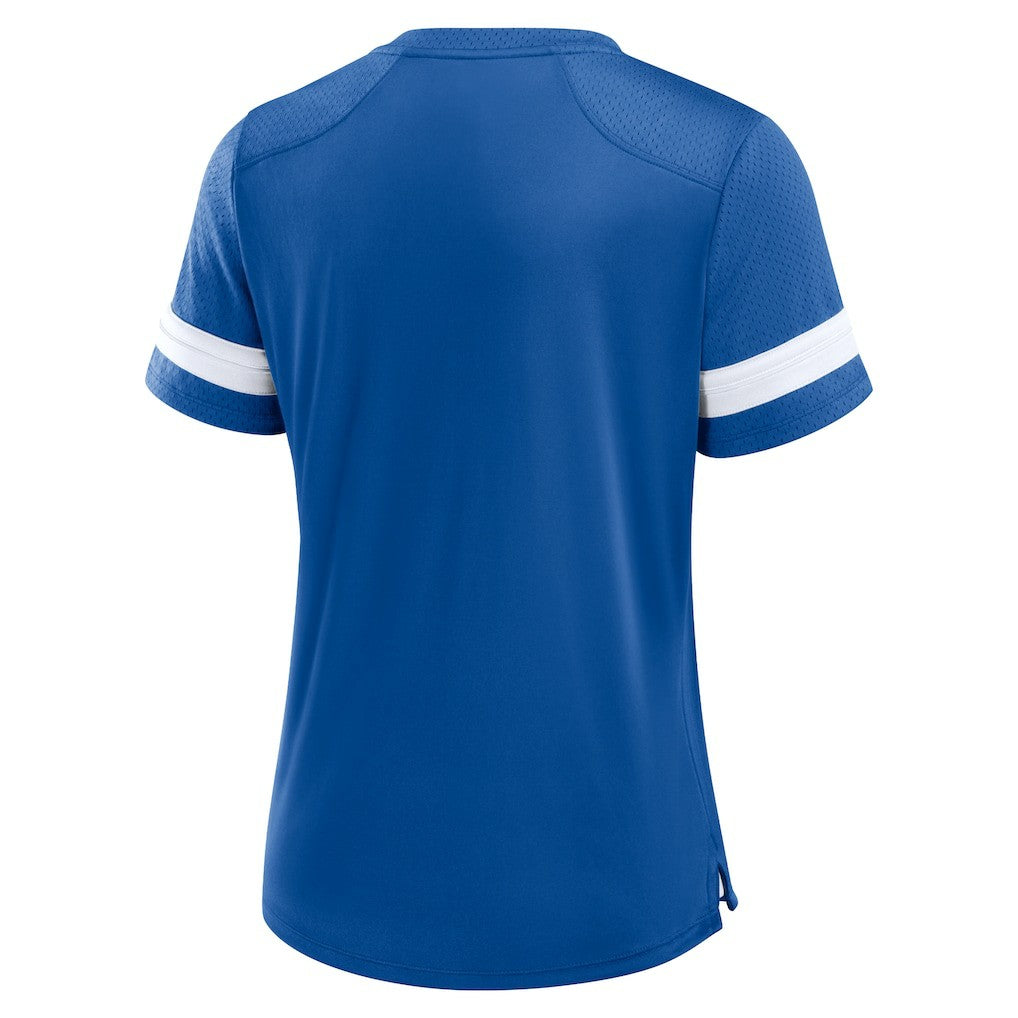 Indianapolis Colts Women's Play Script Lace-Up T-Shirt - Royal discount