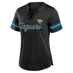 Jacksonville Jaguars Women's Play Script Lace-Up T-Shirt - Black outlet