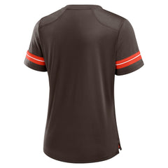 Cleveland Browns Women's Play Script Lace-Up T-Shirt - Brown on sale