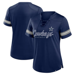 Dallas Cowboys Women's Play Script Lace-Up T-Shirt - Navy sale