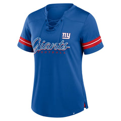 New York Giants Women's Play Script Lace-Up T-Shirt - Royal outlet