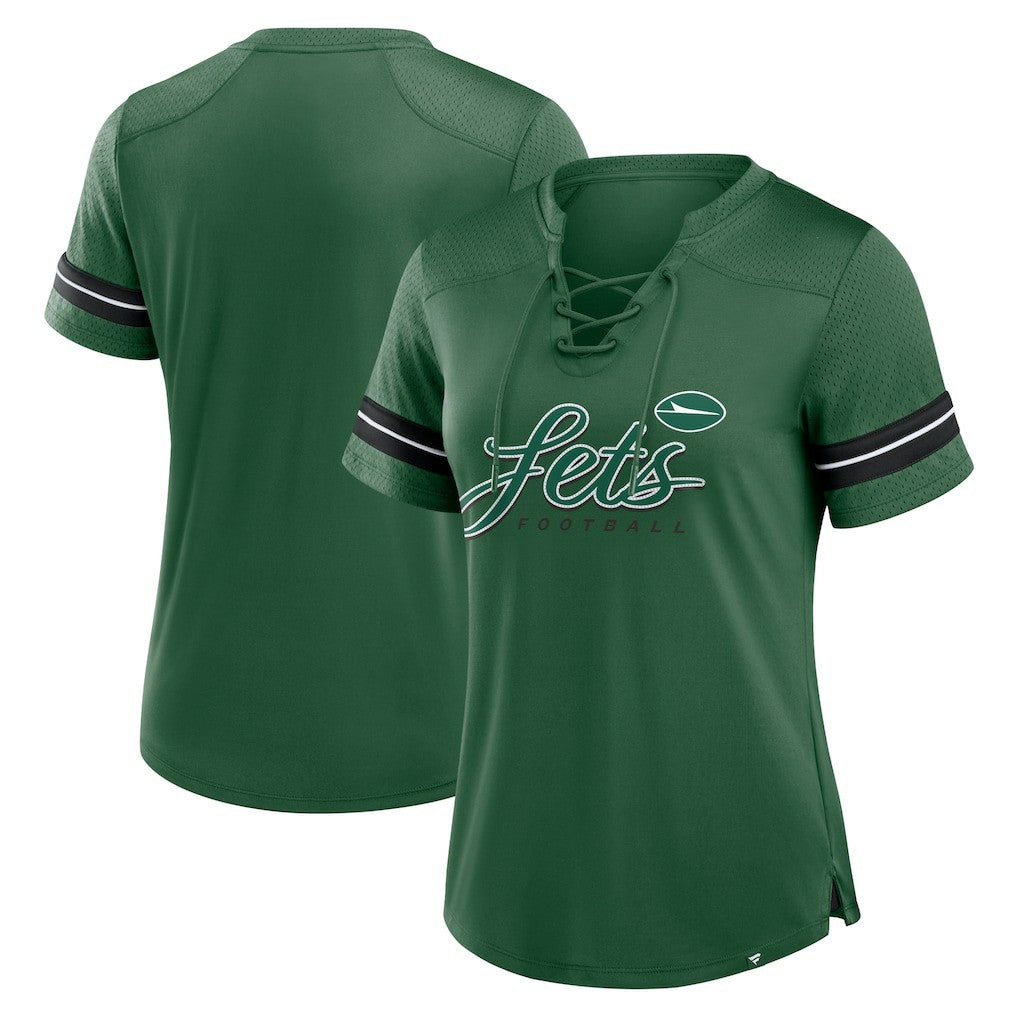 New York Jets Women's Play Script Lace-Up T-Shirt - Green on sale